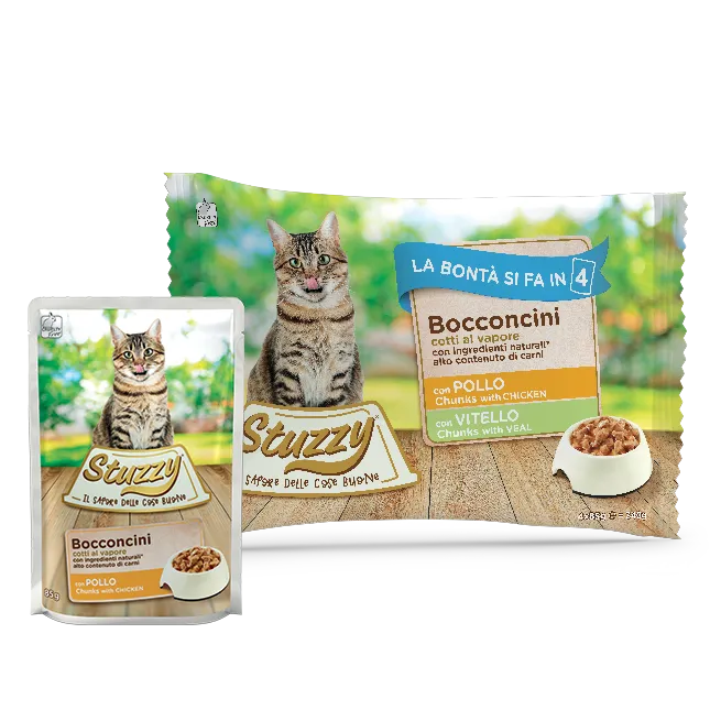 4x85g Stuzzy Multipack Bocconcini Pollo e Vitello – Gatto Adulto