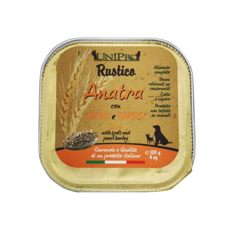 Unipro Rustico per Cani Anatra con Orzo e Farro - 100g