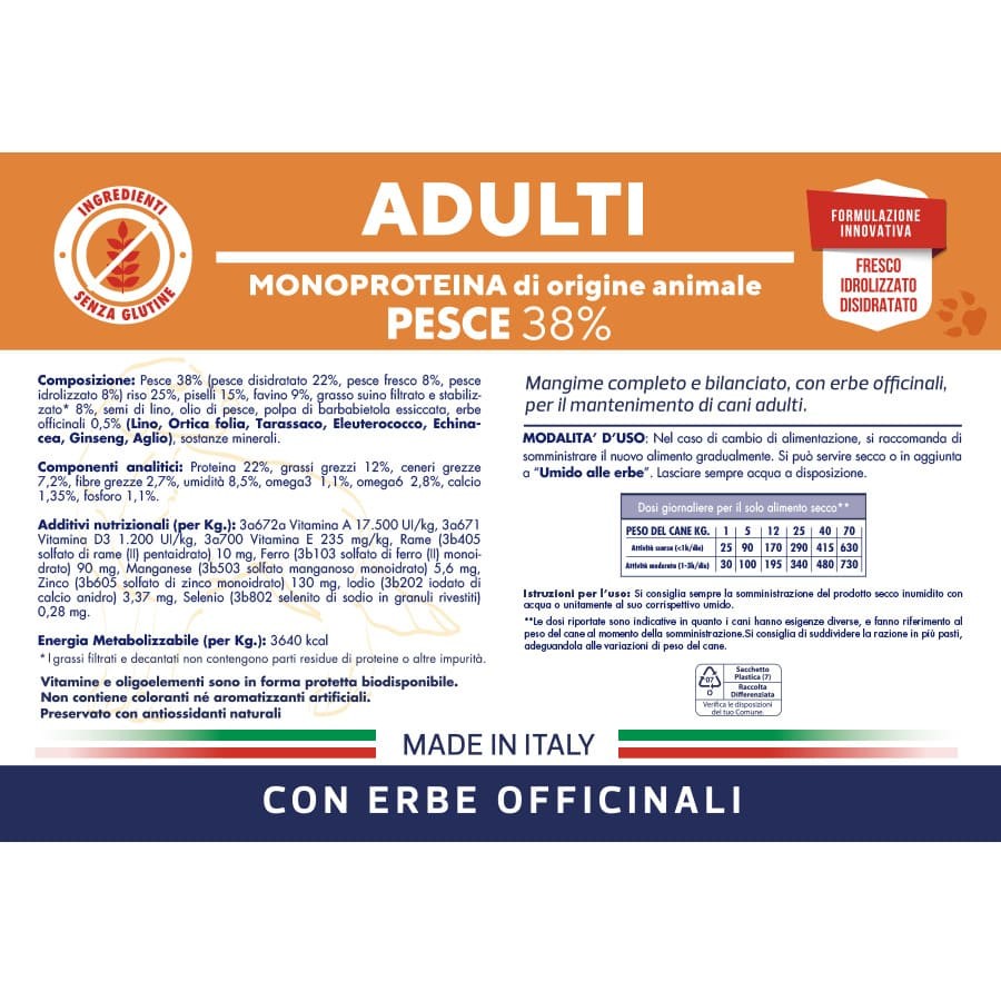 Vet Line Adulti Pesce Monoproteico Cane 12,5kg