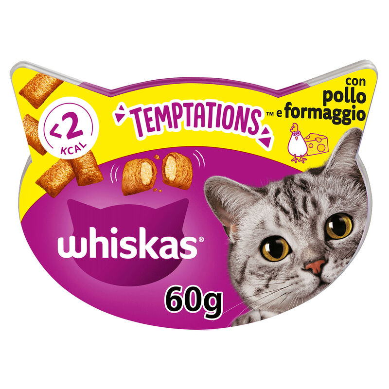 Whiskas Temptations Pollo e formaggio 60g Snack per Gatto