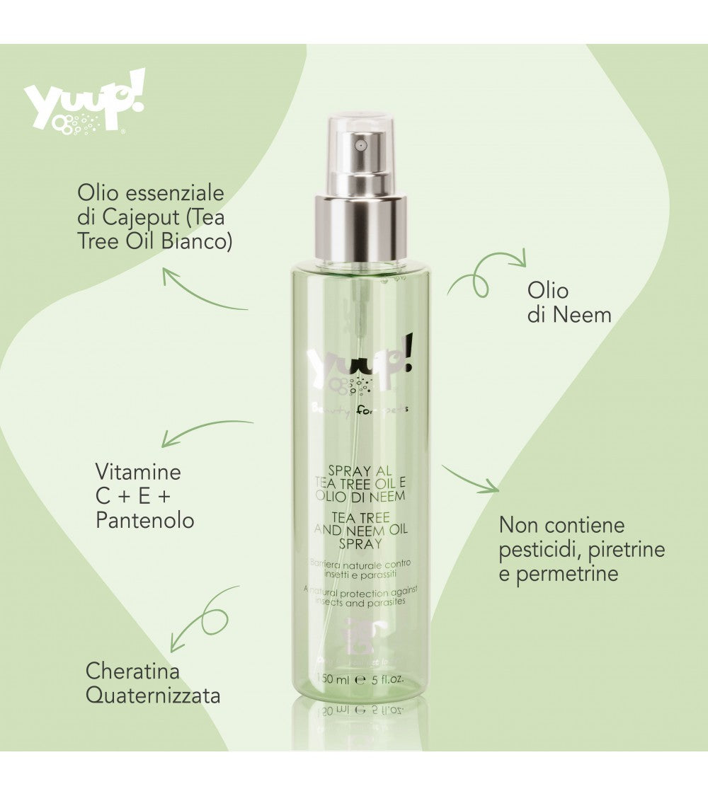 Yuup! Spray al Tea Tree Oil e Olio di Neem 150ml - Repellente per Insetti