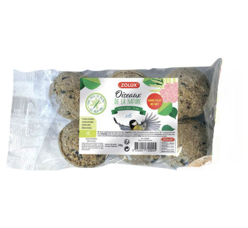 Zolux Palle di Grasso 6x90g Cibo per Uccelli Selvatici