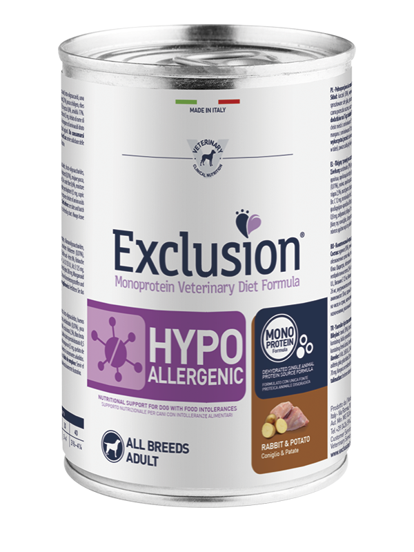 Exclusion Diet Hypoallergenic Coniglio e Patata 400gr Alimento umido per Cani