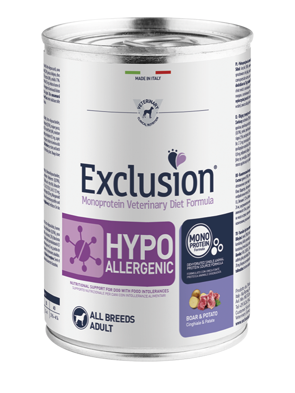 Exclusion dog diet hypoallergenic boar & potato 200 gr