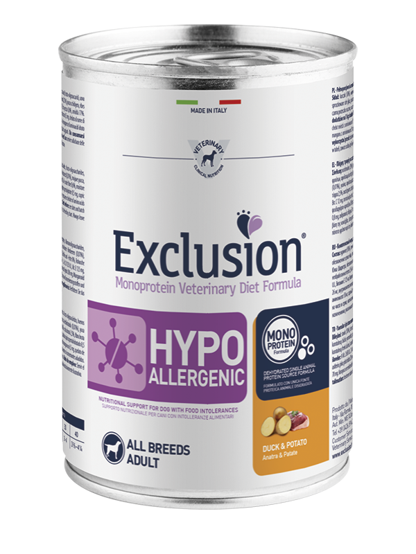 Exclusion Diet Hypoallergenic Anatra e Patata 400gr Alimento umido per Cani