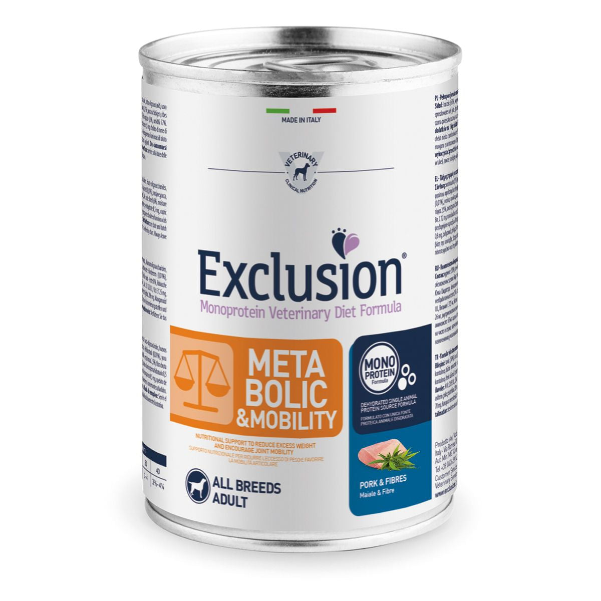 Exclusion Dog Diet Metabolic Mobility  Maiale e Fibre 400 gr
