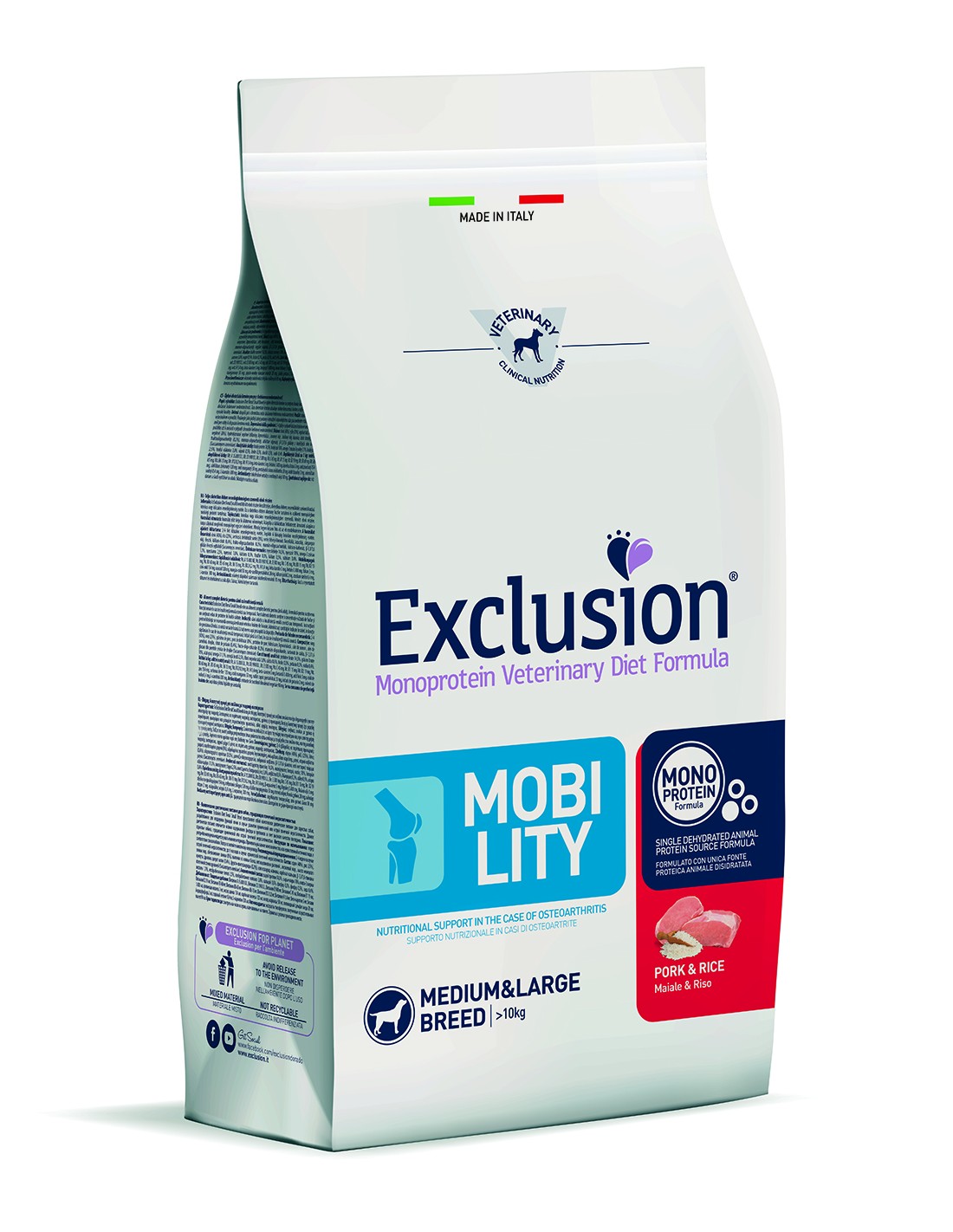 Exclusion Mobility Medium/Large Maiale e Riso 2kg Crocchette per cani