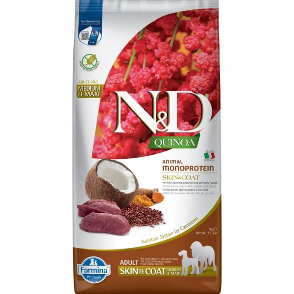 Farmina N&D Quinoa Skin&Coat Medium Maxi Cervo 7kg - Crocchette per Cani