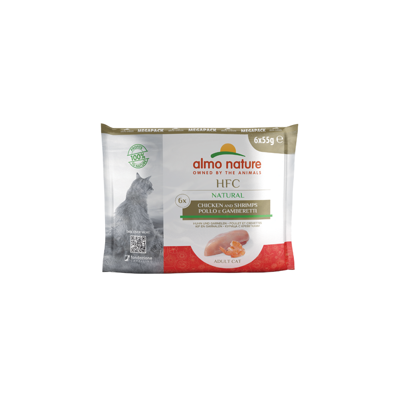 Almo Nature HFC Natural Megapack Natural Pollo e Gamberetti 6x55g