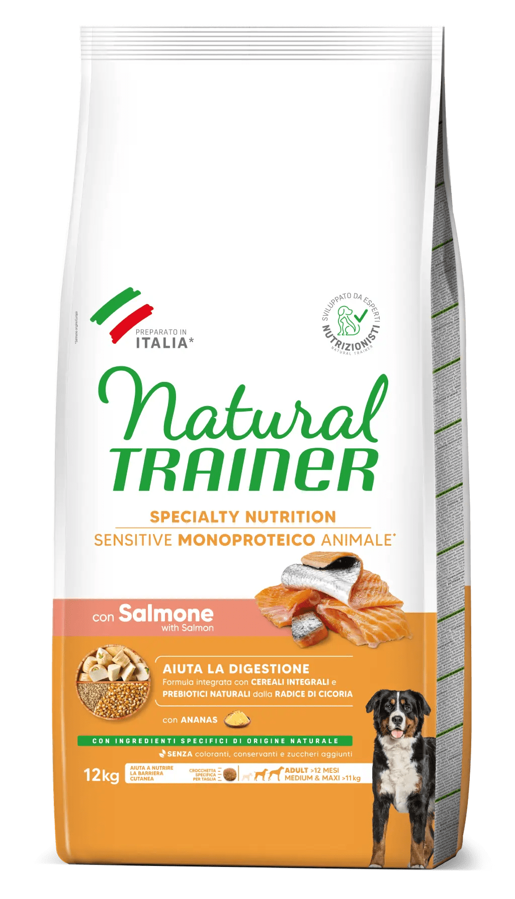 Natural Trainer Sensitive Adult Medium/Maxi Salmone 12Kg No Gluten - Cane Adulto