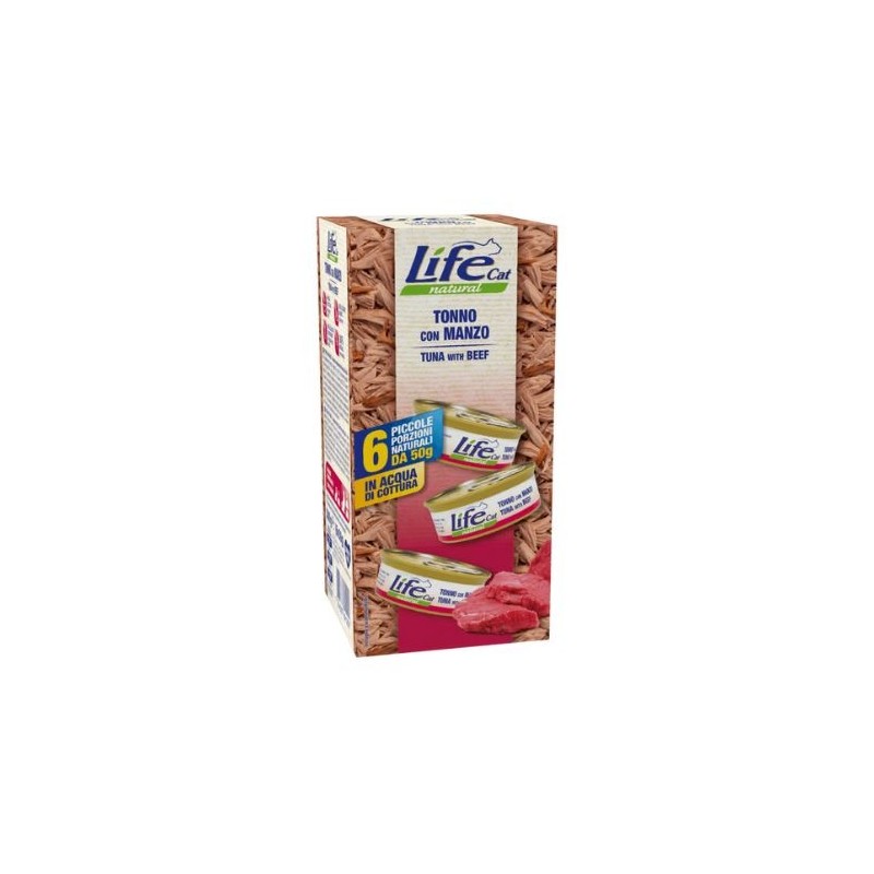 Life Cat Natural Tonno con Manzo 6x50g - Cibo Umido per Gatti