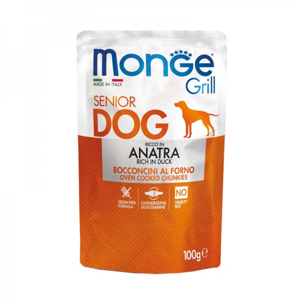 Monge Bocconcini Grill con Anatra per Cani Senior 100 gr