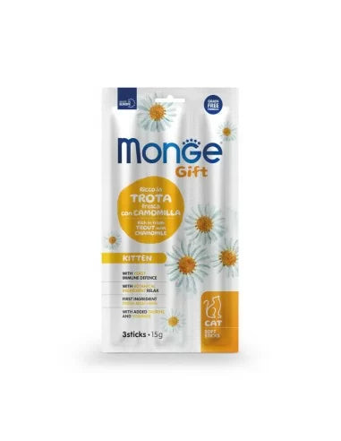 Monge Gatto Gift Soft Stick Kitten Trota e Camomilla 3x5g