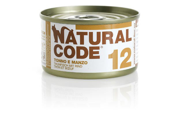 Natural Code 12 Tonno e Manzo Lattina 85g Acqua di Cottura