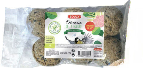 Zolux Palle di Grasso 6x90g Cibo per Uccelli Selvatici