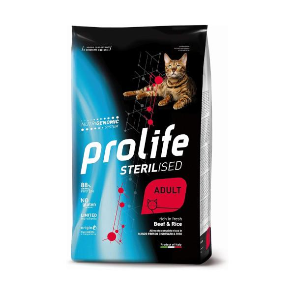 Prolife Sterilised Manzo&Riso 7 kg Crocchette per Gatti