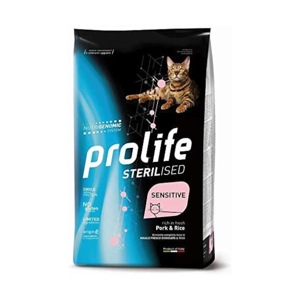 Prolife Sterilised Maiale&Riso 7 kg Crocchette per Gatti