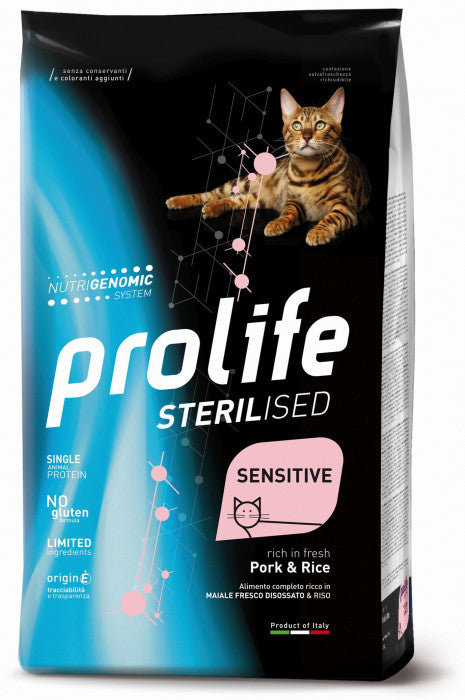 Prolife Sterilised Maiale&Riso 1,5kg Crocchette per Gatti