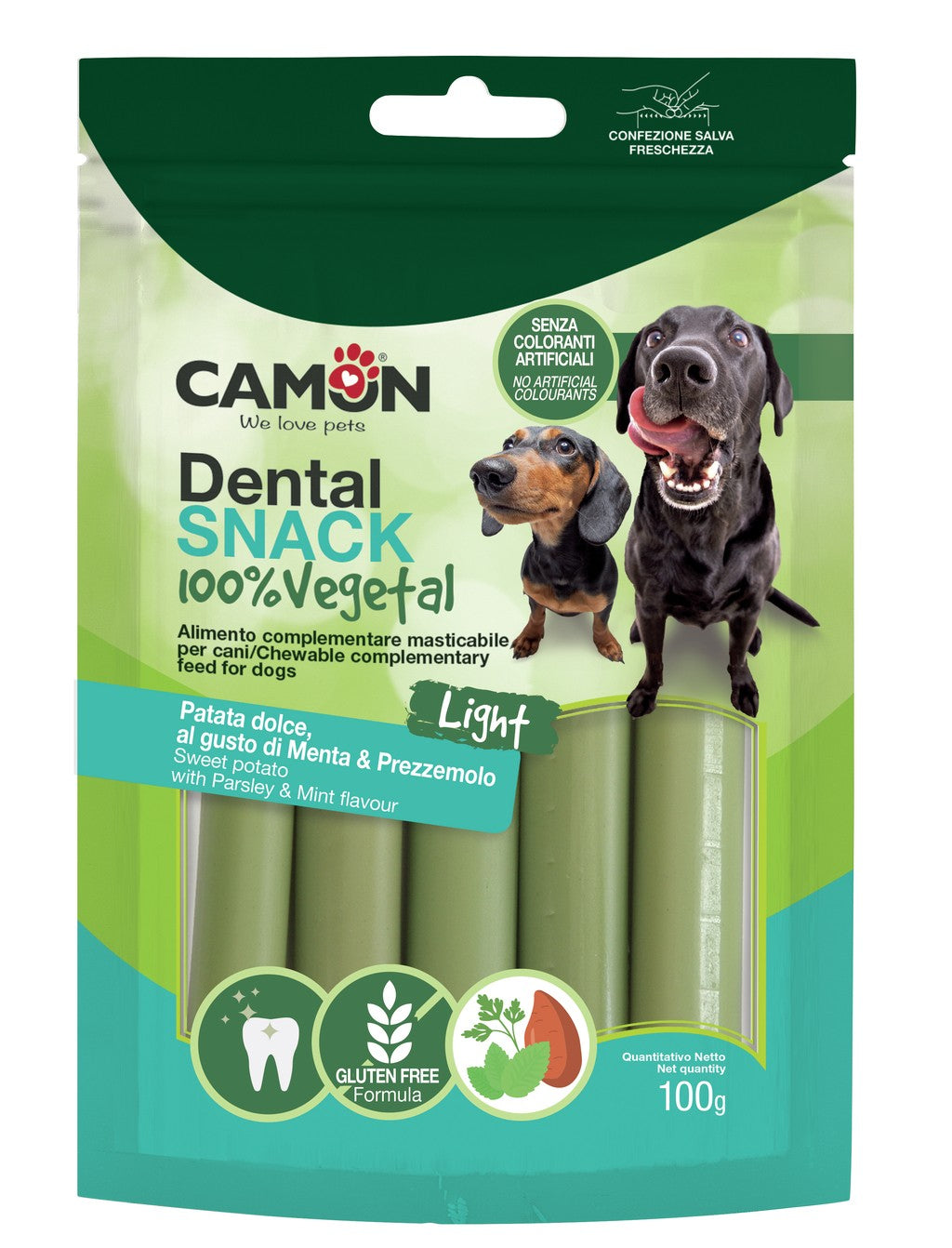 Camon – Dental Snack Cannoli di Patata Dolce con Prezzemolo e Menta 100 g