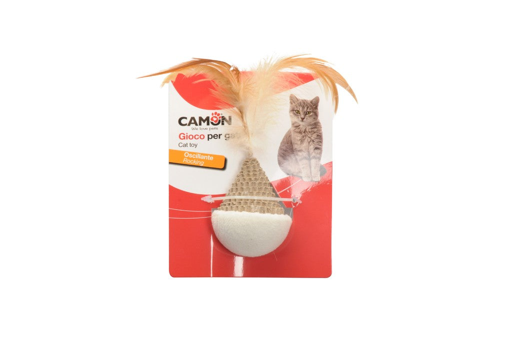 Camon Gioco per gatti - semisfera oscillante in poliestere e carta con piume - AG0361