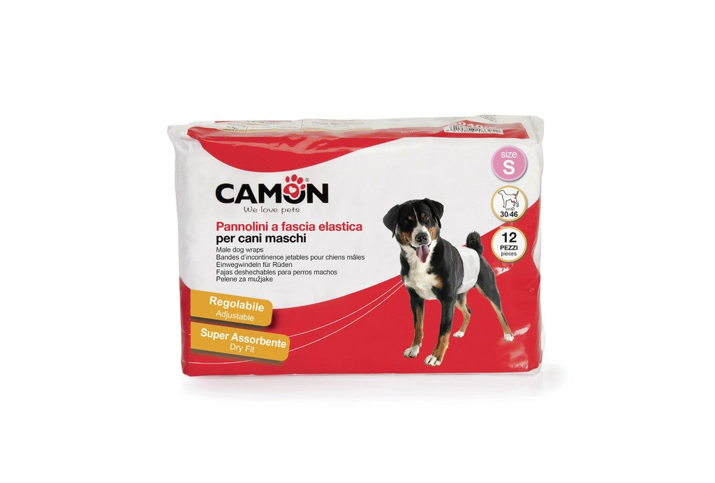 Camon Pannolini a fascia elastica per cani maschi - B040/2 - M (46/60 cm)