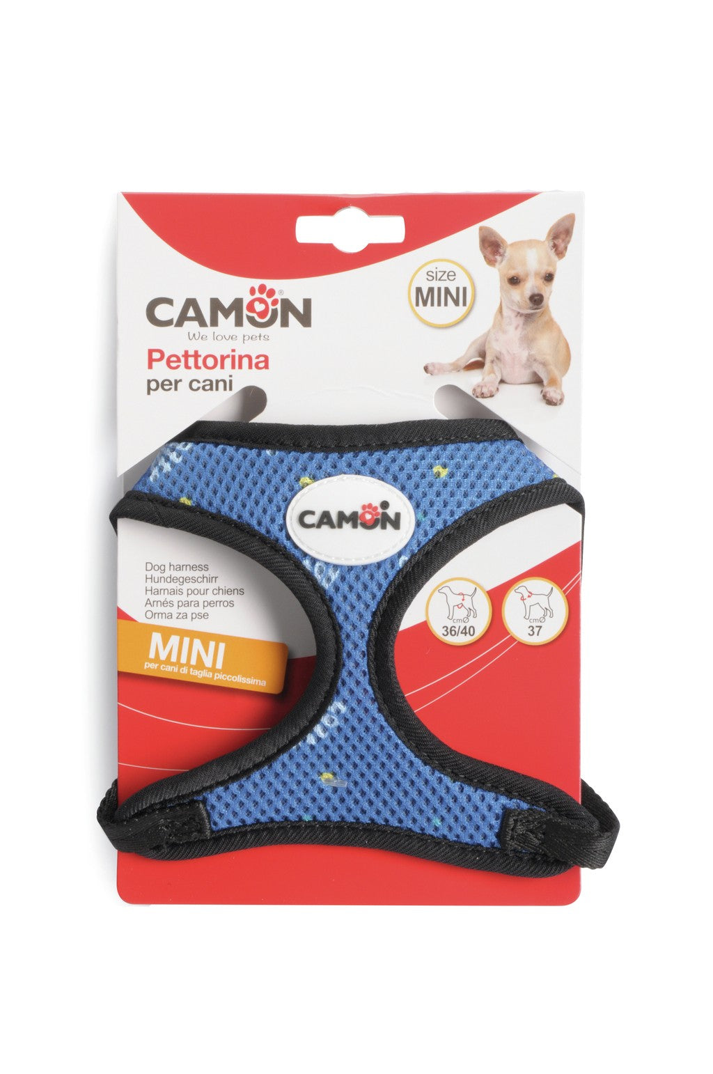 Camon Pettorina regolabile con guinzaglio per cani di taglia Mini – Azzurro cielo - DC0011
