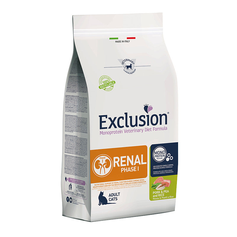 Exclusion Monoprotein Veterinary Diet Renal Phase 1 Maiale Piselli e Riso 1,5 Kg
