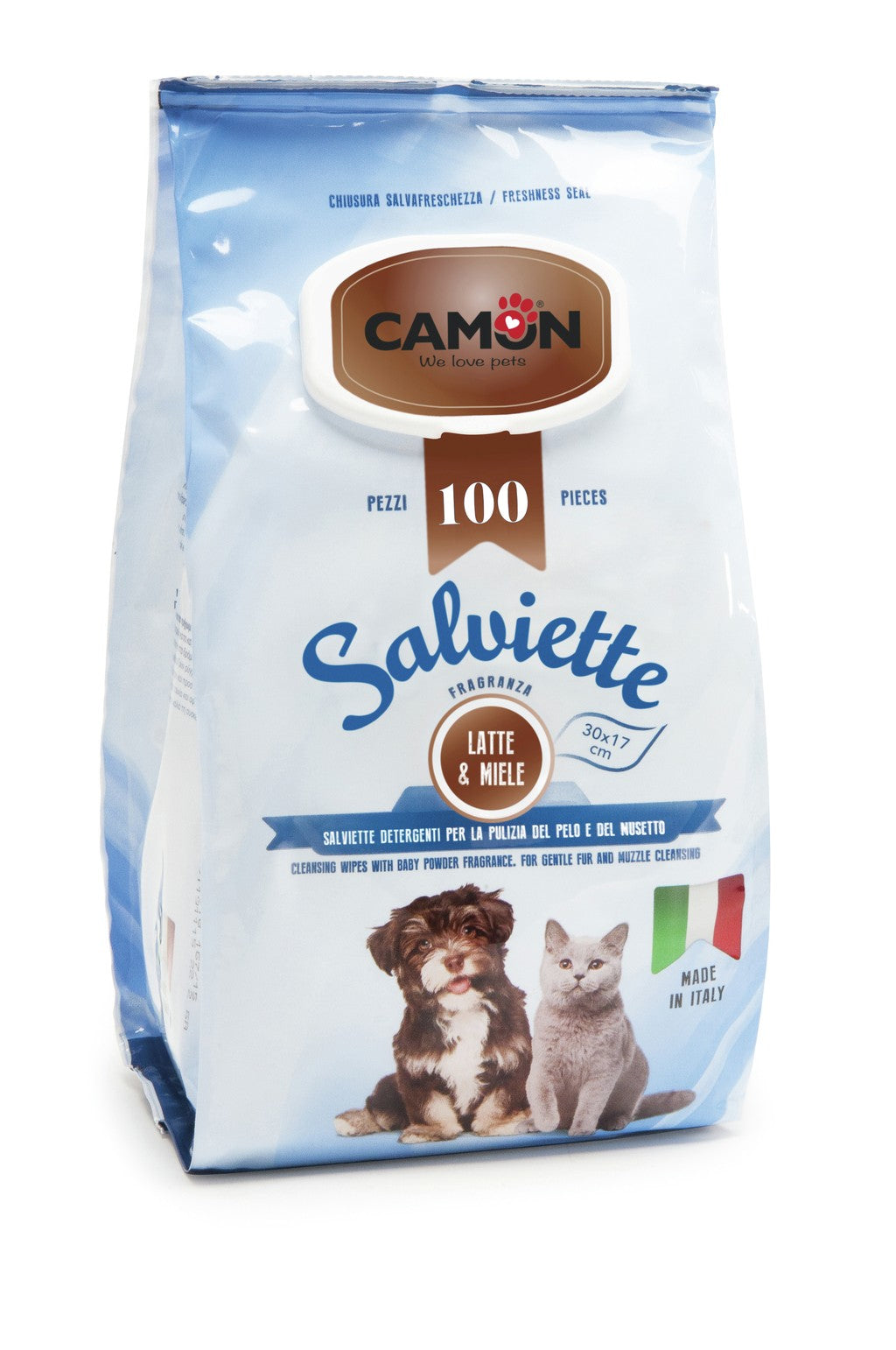 Salviette Camon al Latte e Miele Maxi Formato 100pz - Pulizia Pelo