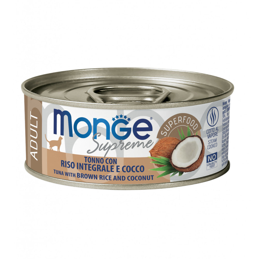 Monge Supreme Tonno Riso Integrale e Cocco 80gr Alimento umido per Gatti