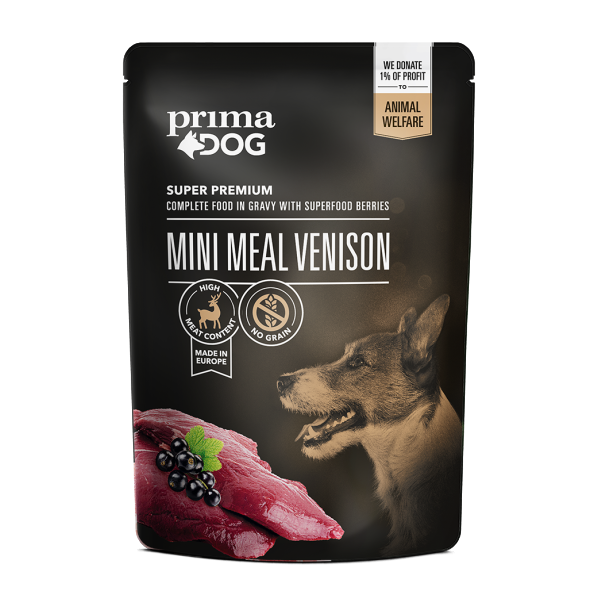 PRIMADOG Mini Cervo in salsa 85gr Alimento umido per Cani