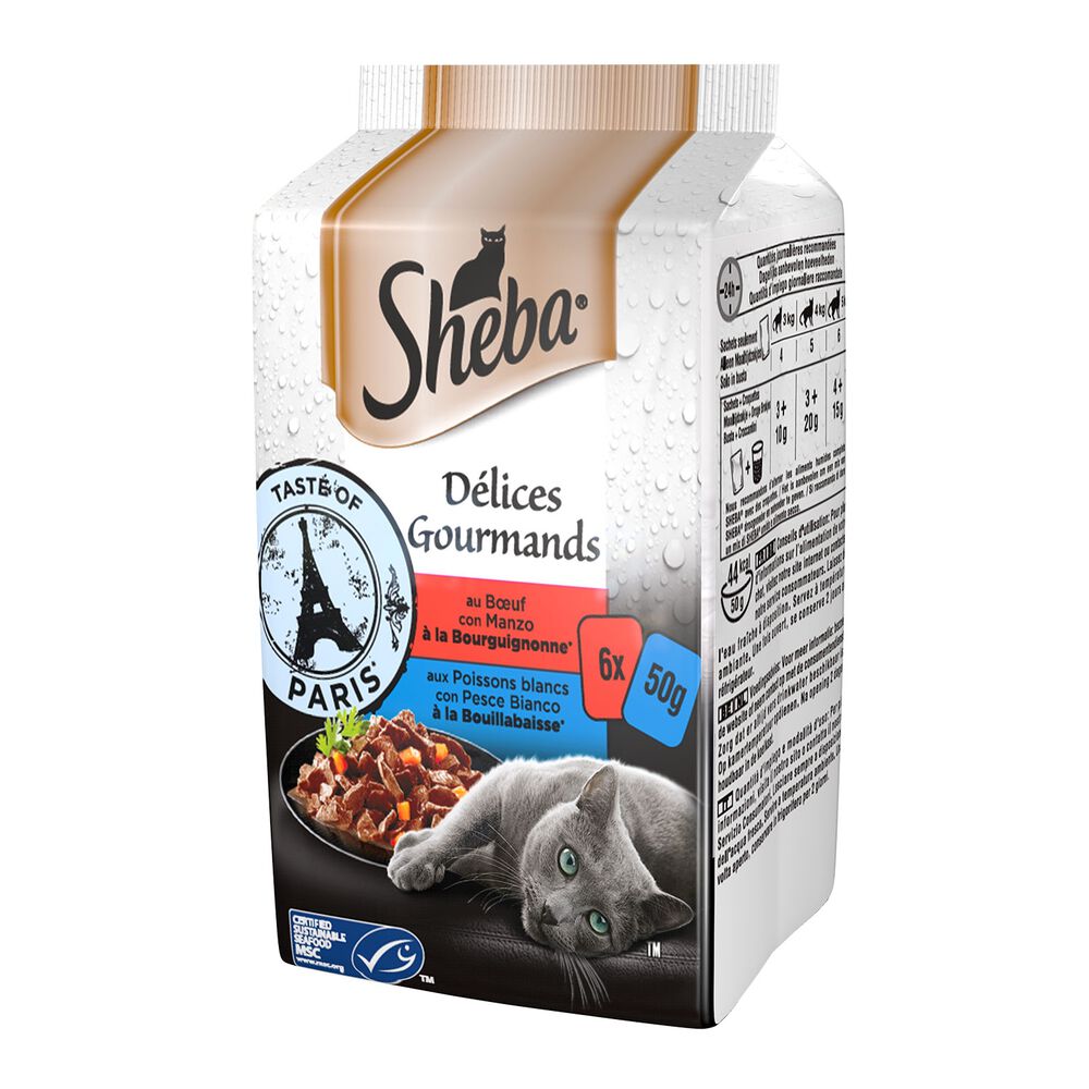 Sheba Délices Gourmands Taste of Paris Umido Gatto 6x50 Gr