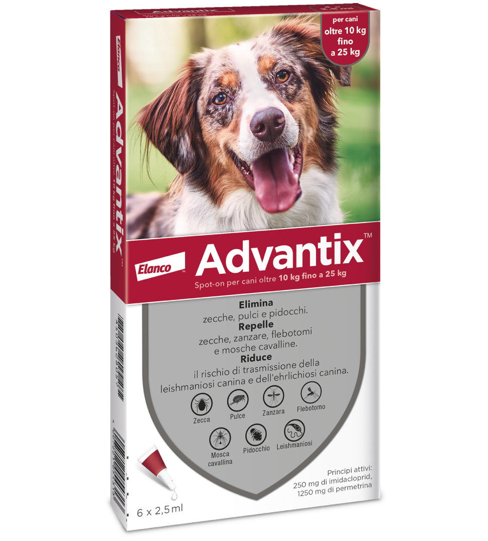 Bayer Advantix Spot On Cane da 10 a 25kg 6 Pipette