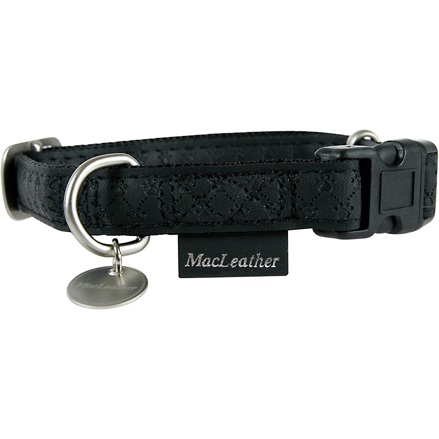 Collana Cane Regolabile 22/70 cm Mac Leather – Colore: Nero Torre di Collo 22/32 cm x Larg 10 mm