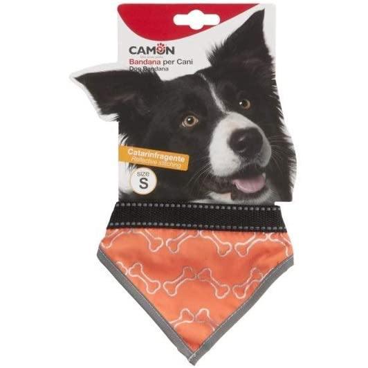 Collare bandana catarifrangente regolabile per cani arancio misura L