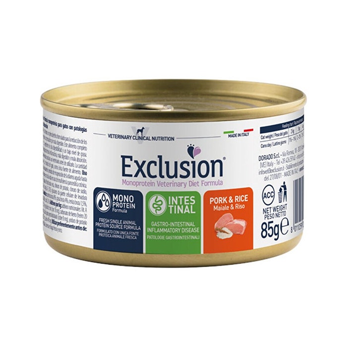 Exclusion Diet Intestinal Maiale e Riso 85gr - Alimento Dietetico per Gatti