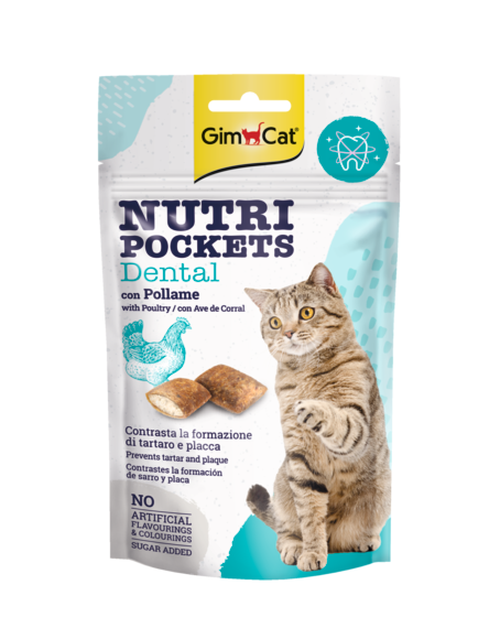 Gimcat Nutri Pockets Dental Pollo Snack per Gatti 60 Gr