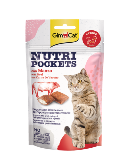 GimCat Nutri Pockets Manzo Snack per Gatti 60 Gr