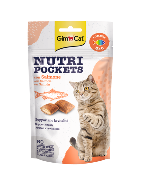 GimCat Nutri Pockets Salmone Snack per Gatti 60 Gr