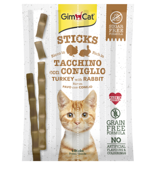 GimCat Sticks Tacchino & Coniglio Snack Per Gatti 4 Pz
