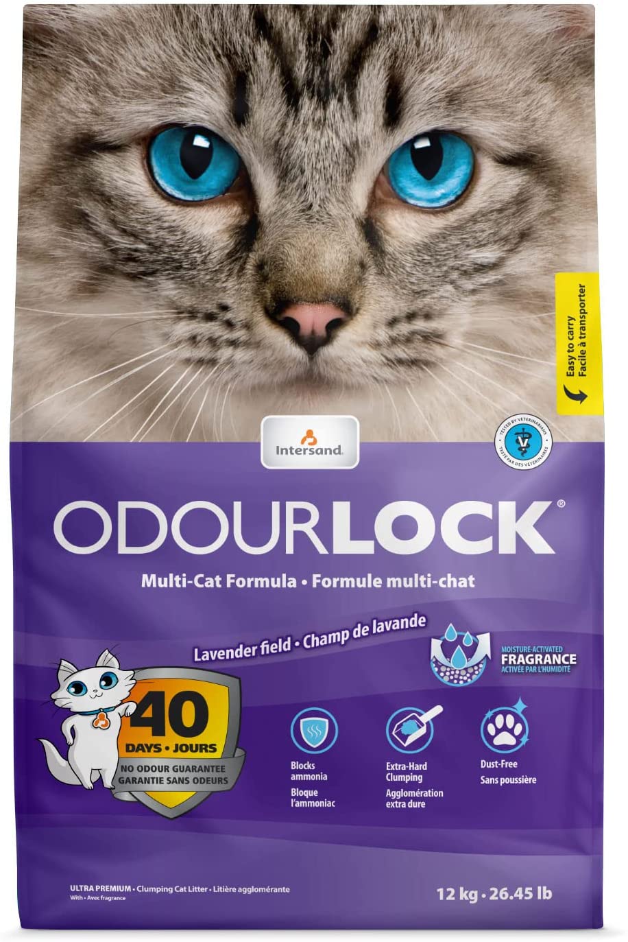 Intersand OdourLock 12 kg Lettiera Agglomerante per Gatti - Profumata alla Lavanda