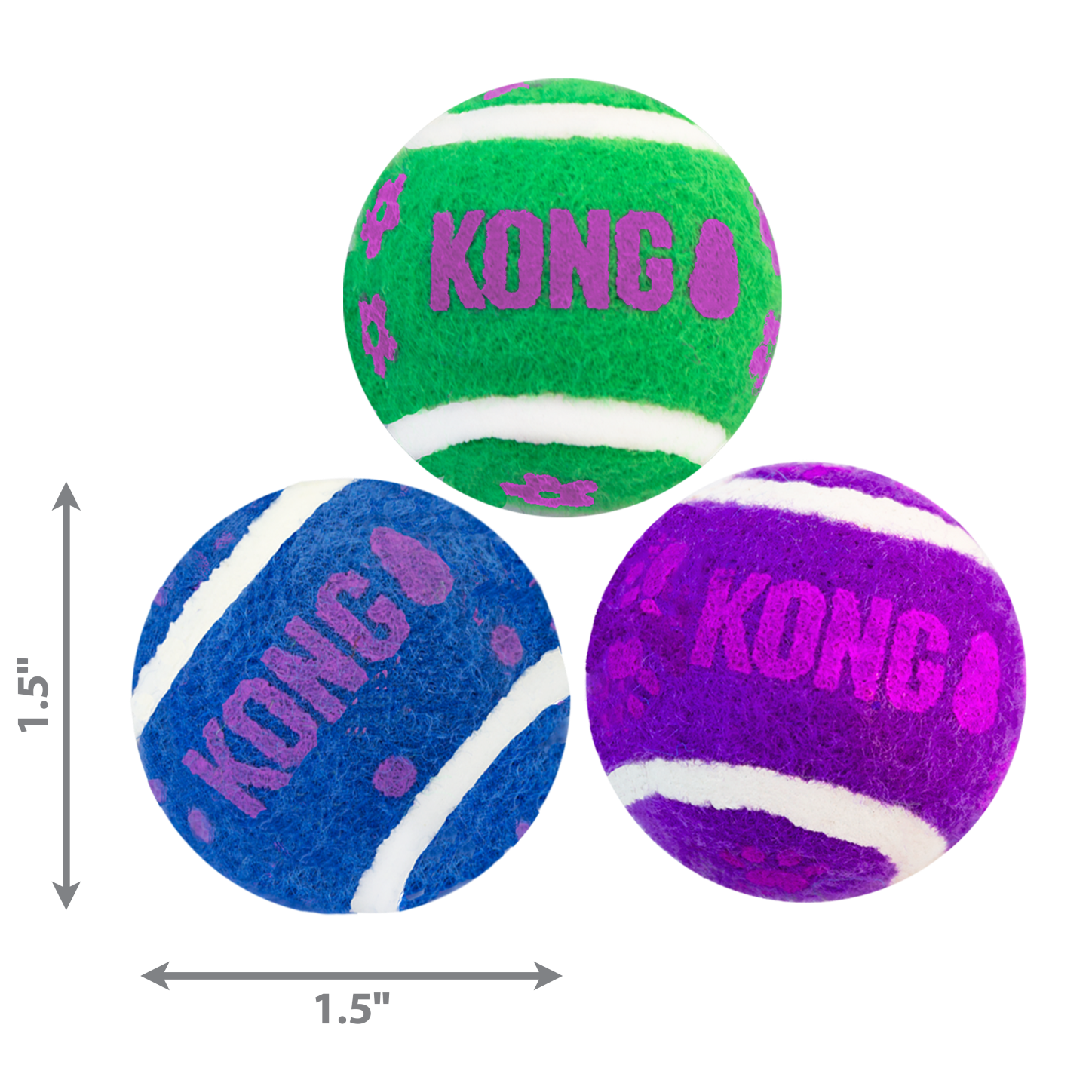 Kong Active 3 Palline da Tennis per Gatti con campanellino