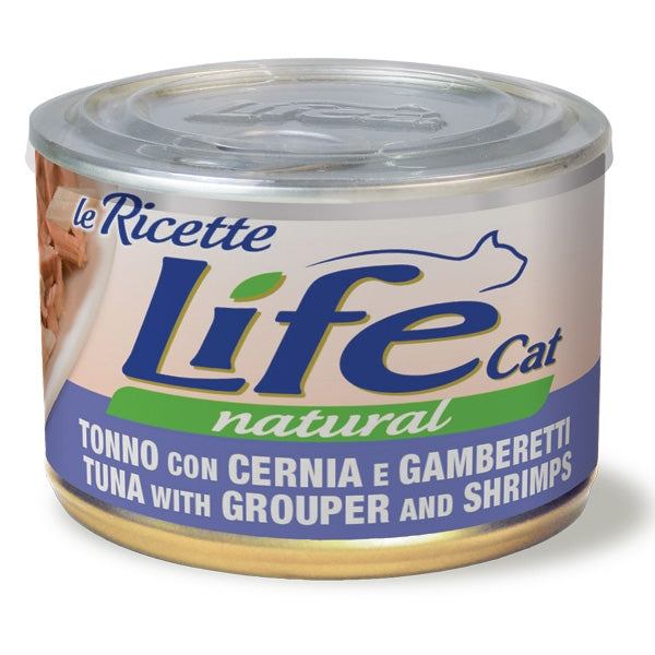 Life Cat Le Ricette Tonno con Cernia e Gamberetti Lattina 150gr