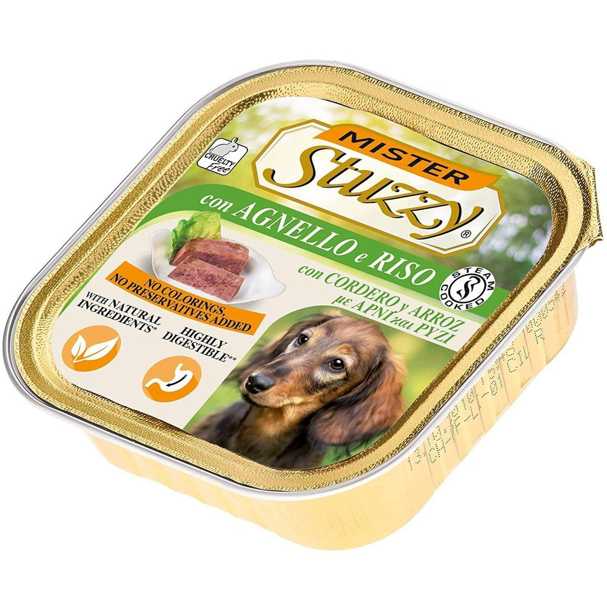 Mister Stuzzy Dog - Agnello e Riso 1 Vaschetta 150 gr Alimento completo per cani adulti