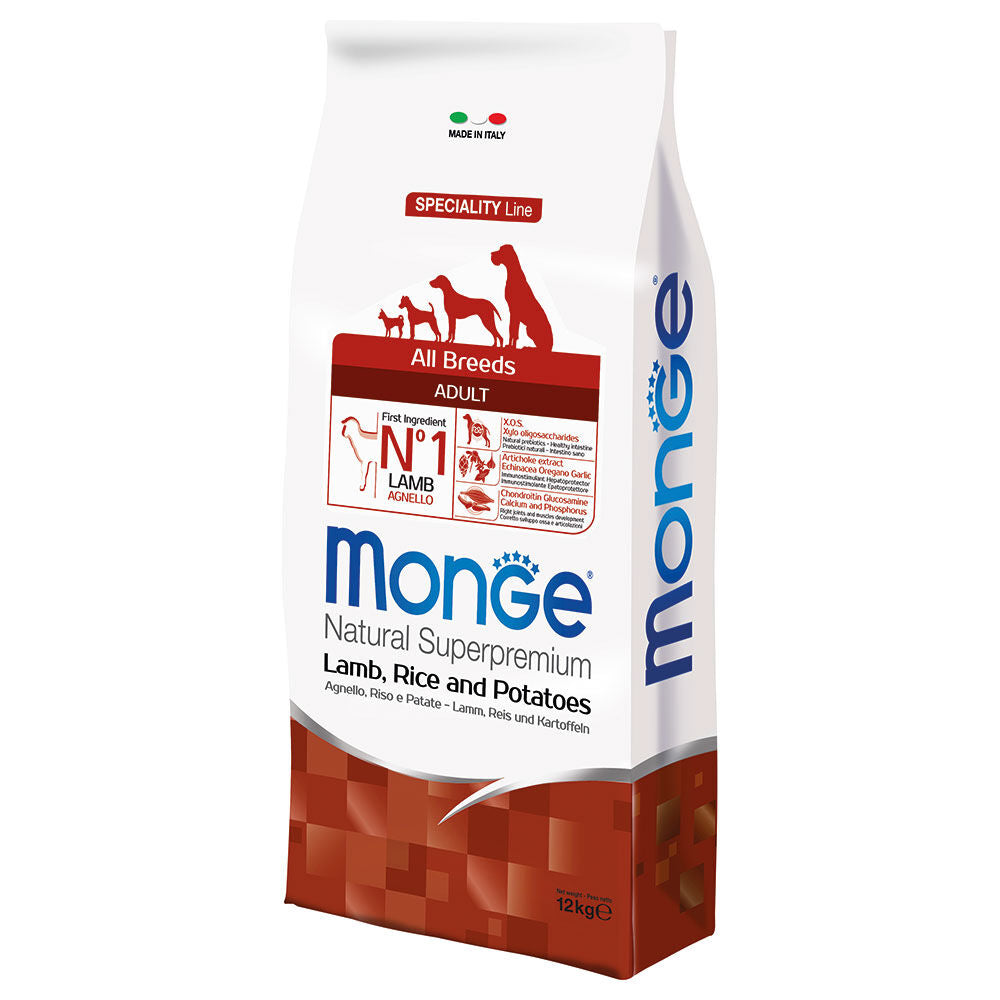 Monge All Breeds Adult Agnello, Riso e Patate 12 kg Crocchette per cani