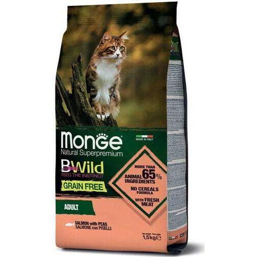 Monge - BWild Grain Free Adult con Salmone e Piselli 1 Sacco 1,50 kg