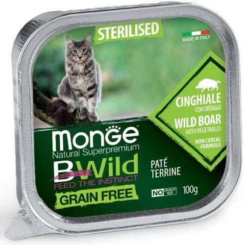 Monge Bwild Grain Free Cinghiale 100gr Alimento umido per Gatti Sterilizzati