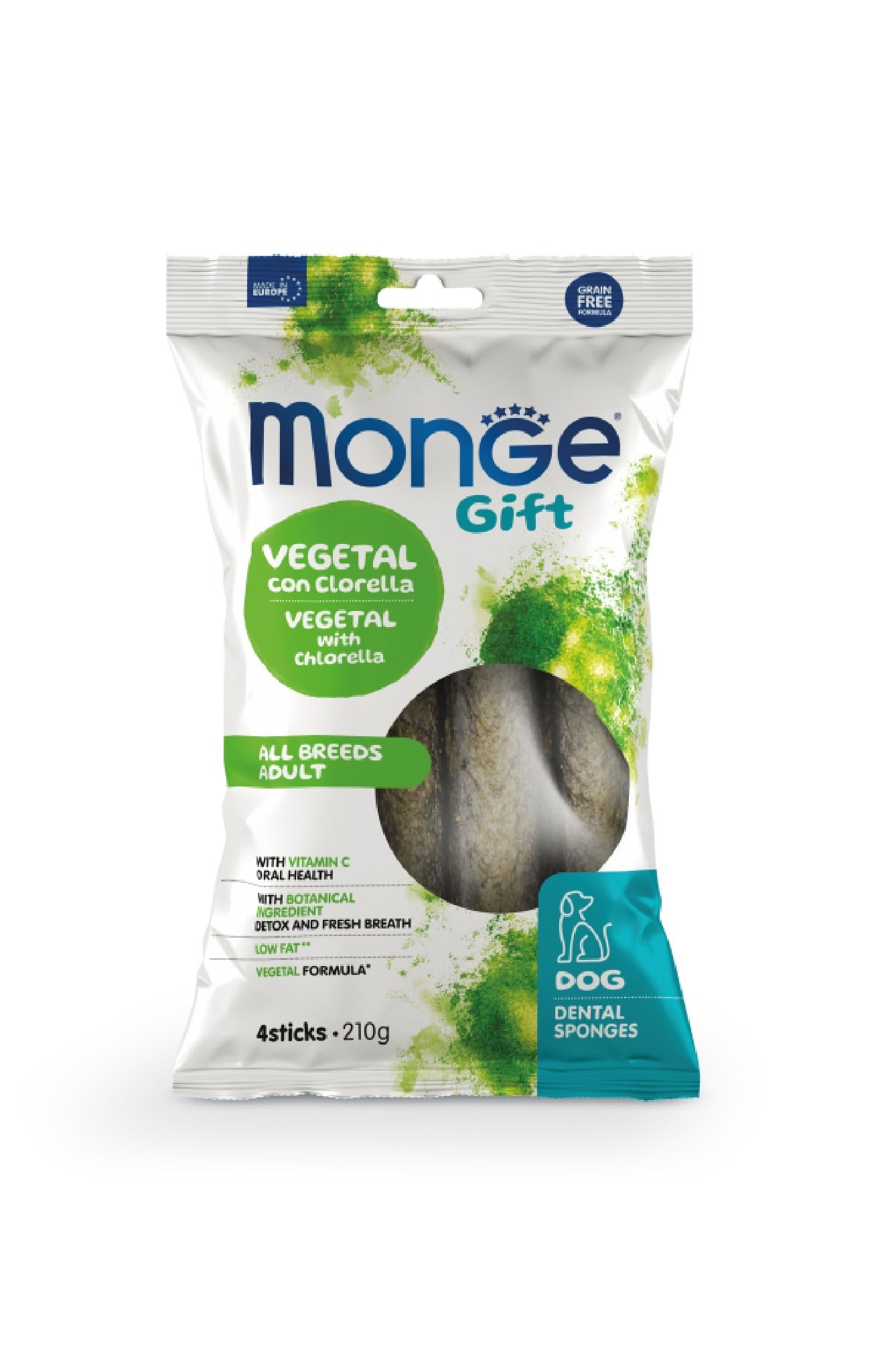 Monge Gift Vegetal Clorella 210gr Snack Dental per Cani