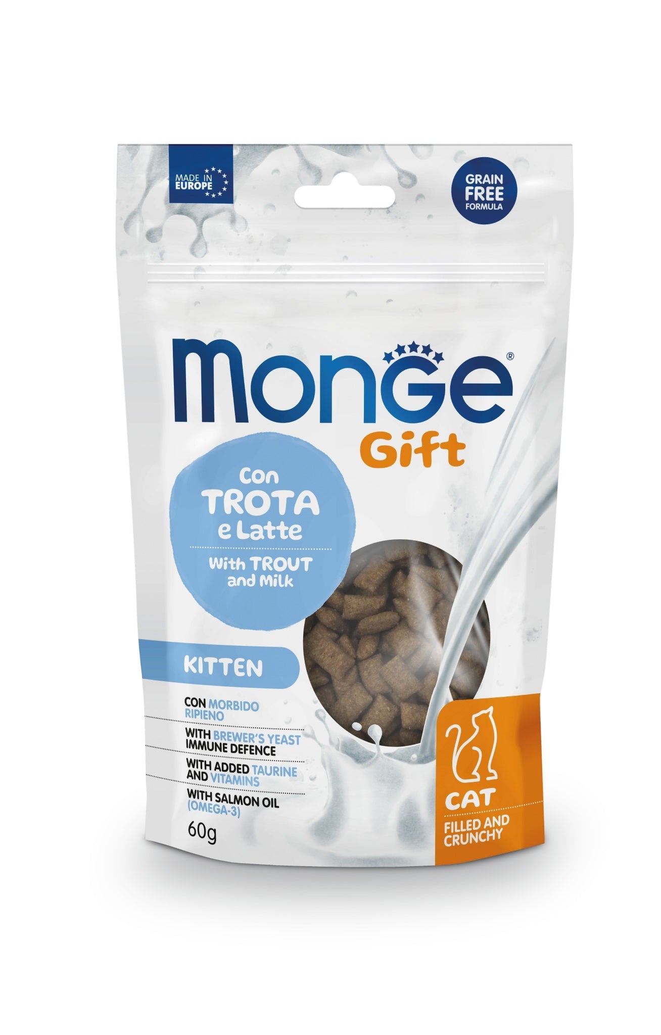 Monge Gift Kitten Trota e Latte 60gr Snack per Gatti