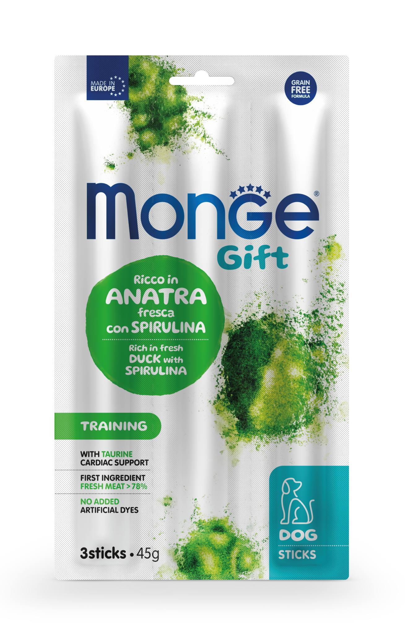 Monge Gift Stick Training Anatra e Spirulina Snack Cane 45 Gr