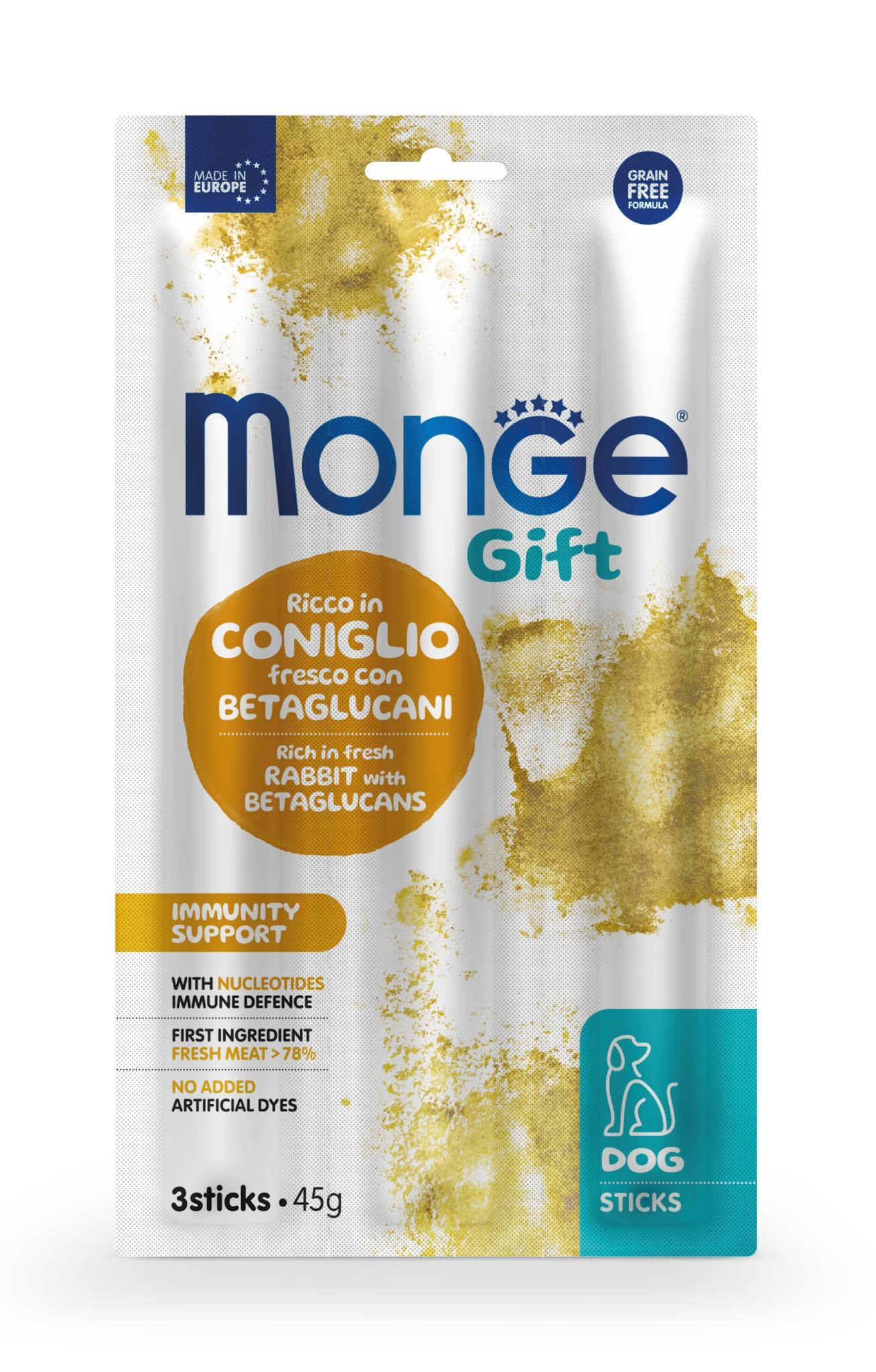 Monge Gift Immunity Support Coniglio e Betaglucani 45gr Snack per Cani